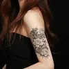 Pegatinas de Tatuaje de Jugo Herbal de Serpiente Floral Oscuro Estilo Americano, Impermeables y de Larga Duración, Diseño Grande para Hombres y Mujeres, Personalizadas para Brazos y Pantorrillas