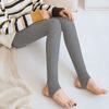 Leggings de Rayas Verticales para Mujer, Medias Gruesas Elásticas Ajustadas de Canalé con Forro Polar para Invierno, Pantalones de Algodón para Otoño e Invierno