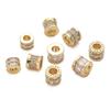 Venda Quente Transfronteiriça Cobre Banhado a Ouro 14K Inlaid com Zircônia Dupla Fileira Contas Cilindricas Espaçador Pulseira Material DIY Feito à Mão Acessórios de Joias