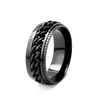 Anel de Sinete Masculino Novo Produto Transfronteiriço Europeu e Americano, Anel de Titânio Rotativo para Alívio de Estresse, Galvanizado Preto, Não Desbota