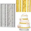 Mold de silicone para bolo de açúcar com borda de flor de pérola de rattan com padrão europeu em relevo, molde de decoração de renda para contorno de bolo
