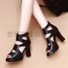 Sandalias de Tacón Alto con Punta Abierta de Cuero Suave, Moda Casual de Comercio Exterior, Plataforma Impermeable Elegante, Zapatos para Mujer, Transfronterizo, Primavera Verano 2026