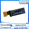 Tela Display Lcd Oled Nu Cor Dourada 0,91 Polegada Ssd1306 Porta Serial Soldada Tela de 14 Pinos Fundo Preto Texto Azul