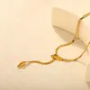 Collares Cruzados Populares Europeos y Americanos, Colgantes de Círculo Hueco, Cadenas para Clavícula de Concha, Cadenas Planas de Serpiente, Fabricantes de Joyería de Acero Inoxidable