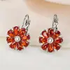 Brincos de diamante redondo de flor azul royal moda simples versátil clássico brincos de zircão de cristal brincos femininos elegantes