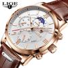 Lige 8932 Nuevo Cronógrafo Multifunción Segundero de Carrera Negocios Exterior Correa Resistente al Agua Reloj de Cuarzo Reloj para Hombre