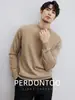¡Urbano Minimalista! 26 Hilos Doble Hilo Elástico Tejido Fino Ropa de Trabajo para Hombre Cálido Otoño e Invierno Prenda Base de Punto Cuello Medio