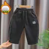 Pantalones para niño con forro polar, engrosados para invierno, nuevo modelo 2026, forro polar integrado para niños, pantalones casuales a cuadros estilo coreano para niños pequeños, modernos