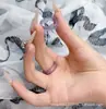 Anillos de Ágata al por Mayor, Anillos de Cola de Calcedonia de Hielo Grado A, Anillos Naturales para Pareja, Anillos Ajustables, Morado Hielo en Stock
