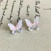 Novos Brincos Borboleta Azul, Brincos de Cristal Doces e Frescos, Presilhas de Orelha Estilo Floresta Disco Espiral, Brincos Não Perfurados para Mulheres