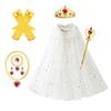 Capa de princesa congelada, collar de amor, traje para niñas, joyería de princesa, corazón de melocotón para niños con corona de diamantes mágica
