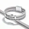 Nuevo Pulsera Magnética de Múltiples Capas para Mujer de Amazon Europea y Americana Pulsera Tejida de Cuero de Aleación Joyería de Comercio Exterior