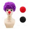 Peluca Afro Arcoíris de Payaso Cabello Rizado de Colores Día de Halloween Divertido Set de Disfraz [Personalizado]