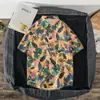 Camisa Floral Masculina de Manga Curta Branca Estilo Coreano Tendência Bonita Casual Verão Fina Havaiana Bonita Meia Manga Solta