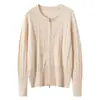 Cárdigan rosa de punto trenzado con cuello redondo estilo coreano combinado con un suéter casual con cremallera ajustado nuevo de otoño/invierno 26 para mujer