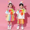 Roupas de Performance Infantil para Alunos do Ensino Fundamental, Roupas de Performance para Torcida em Eventos Esportivos, Uniforme de Jardim de Infância, Roupas Cartoon de Manga Curta