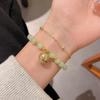 Pulsera vintage de imitación calcedonia de doble capa con campana para mujer, nuevo temperamento, pulsera comodín, diseño de nicho, joyería de mano al por mayor