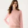 Nova blusa de base de malha de caxemira para outono e inverno, cor sólida da moda, gola alta, espessa, simples, versátil para o dia a dia das mulheres