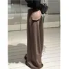 Calça Yaseer de fleece forrado, versátil, confortável, cintura alta, perna larga, para outono e inverno, nova, espessa, moderna, estilo relaxado, preguiçoso, calça máscara