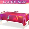 Mantel de Mesa para Fiesta de Papel de Aluminio Arcoíris Láser Rojo Rosa Láser Niña Cumpleaños Boda Fiesta Mantel Desechable Suministros