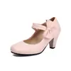Sapatos Doces com Laço Comércio Exterior Plus Size Sapatos Femininos Tamanho 40-48 Tamanho Pequeno Tamanho 33 Salto Alto Grosso Sapatos Mary Jane