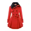 2026 Novo Casaco de Lã Feminino Plus Size Estilo Europeu e Americano Acinturado de Comprimento Médio com Design Engrossado de Botão Duplo e Gola de Pelo Trench Coat