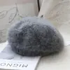 Boina Versátil de Color Sólido Mezclada con Pelo de Conejo para Mujer, Sombrero de Artista Versátil Casual de Invierno, Elegante y Cálido Sombrero de Calabaza