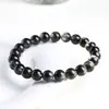 Pulsera de Bola Redonda Cristal Natural Jiuyacristal Grado 7A Fantasma Negro Pulsera de Bola Suelta Tazón del Tesoro Negro Wholesale