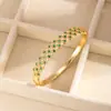 Pulsera cuadrada de doble fila con diamantes de circón incrustados en cobre para mujer, pulsera de diamantes de colores de lujo ligero europea y americana, joyería transfronteriza de alta gama chapada en oro de nicho
