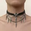 Collar Punk Gótico de Múltiples Capas con Remaches y Borlas, Diseño de Gargantilla Personalizada con Estrella de Cinco Puntas Retro, Accesorio para el Cuello Versátil de Estilo Oscuro