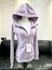 Jaqueta moletom roxa slim fit para mulheres, novo estilo outono 2026, top curto com zíper, cardigã com capuz estilo coreano que acintura