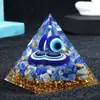 Atravessando Fronteiras Novo Olho do Diabo Olhos Azuis Cascalho Resina 6cm Pirâmide Artesanato para Mesa Enfeites Fabricante Atacado