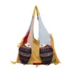 Bolsa de crochê divertida e colorida com tema de peixe inspirada na dopamina, nova bolsa de ombro estilo étnico de grande capacidade com trama vazada e tema de floresta