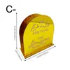 Porta servilletas de acrílico con espejo dorado semicircular para fiesta de boda transfronteriza con eslogan en inglés, estante de escritorio para almacenamiento de servilletas