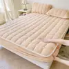 Novo Produto de Inverno Conjunto de Três Peças de Lençol Acolchoado de Veludo Teddy Protetor de Colchão Simmons Cor Sólida Espessado Quente Cobertor de Cama