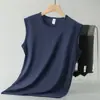 Chaleco de Seda de Hielo Modal para Hombre Fresco de Secado Rápido Color Liso Blanco Camiseta sin Mangas Antibacteriana y Antiácaros Chaleco Deportivo Sudadera