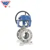 Válvula de Bola Turbina Manual de Acero Inoxidable Shanghai Hugong Pq340-16P Válvula de Bola Excéntrica de Montaje Lateral Resistente a Altas Temperaturas y al Desgaste