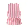 Top de Verano para Mujer sin Mangas con Cuello en V a Rayas Estilo Europeo y Americano con Detalle de Nudo. Color de la imagen, Otros colores disponibles, Poliéster