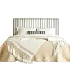 Cama de Tela Rayada Estilo Campo Francés 1.5m Cama Individual Vacaciones Estilo Minimalista Dormitorio Principal 1.8m Cama Doble de Borde Plano