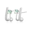 Brincos Geométricos de Jade Natural com Zircônia para Mulheres, Design de Nicho, Estilo Cool, Novos Brincos Elegantes da Moda 2026