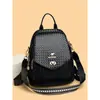 Mochila tejida de cuero suave de alta venta para mujer, nueva y elegante bolsa de viaje de gran capacidad, mochila casual multifuncional