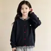 Estilo Nuevo Primavera y Otoño Diseño de Moda para Niñas Sentido Dulce Cuadros Encaje Patchwork Tejido Cárdigan Informal Versátil Abrigo