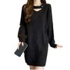 Vestido de Punto Elegante de Seda Brillante 2025 de Largo Medio para Fondo Otoño e Invierno Nueva Moda Suéter Suave Ceroso Interior Suéter de Mujer