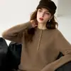 Suéter de Cachemira para Mujer Otoño/Invierno 2026, Cuello Henley Engrosado, Diseño Versátil, Tejido de Lana