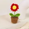 Planta em Vaso Flor de Crochê Feita à Mão Produto Acabado Mini Flor de Simulação Ornamento Presente para Professor Melhor Amigo Presente de Aniversário Decoração