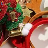 Faixa de Cabeça de Natal Transfronteiriça Qiyue Faixa de Cabeça com Galhos de Rena Decorações de Natal Fivela Plástica para Cabeça de Crianças Decoração de Festa