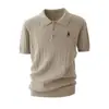 Camisa Polo Estilo Old Money com Gola Reversível, Tricô de Manga Curta para Homens, Tricô Trançado, Bordado de Cavalo, Camiseta de Negócios, Atacado de Fábrica Transfronteiriço