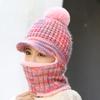 Gorro de lana de color para mujer, gorro acolchado de terciopelo, protección para el cuello, gorro de ciclismo de invierno, gorro de algodón, gorro a prueba de viento, para otoño e invierno.