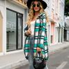 Abrigo largo informal con capucha y cremallera para mujer, estilo europeo y americano, estampado a cuadros, 2021