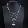 Collar de Turquesa Estilo Étnico Transfronterizo Europeo y Americano, Cadena para Clavícula de Mujer Moderna y Única, Joyería de Moda